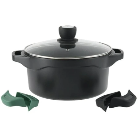 قابلمه گرانیت یونیک سایز 32 مدل هلیوس دسته سیلیکونی  وارداتی کد 8930_به همراه 4 عدد دستگیره_مشکی