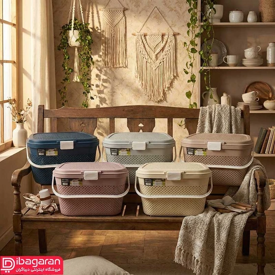 سبد پیک نیک دربدار طرح بافت لیمون کد 2139
