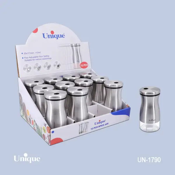 نمک‌پاش و فلفل‌پاش یونیک کد 1790_خارجی دارای درب تنظیم شونده _فروش تکی