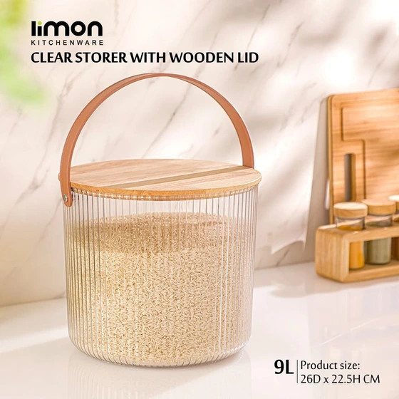 سطل برنج لیمون مدل DH2456 ظرفیت ۹ لیتر درب چوبی